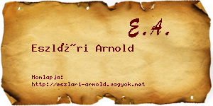 Eszlári Arnold névjegykártya